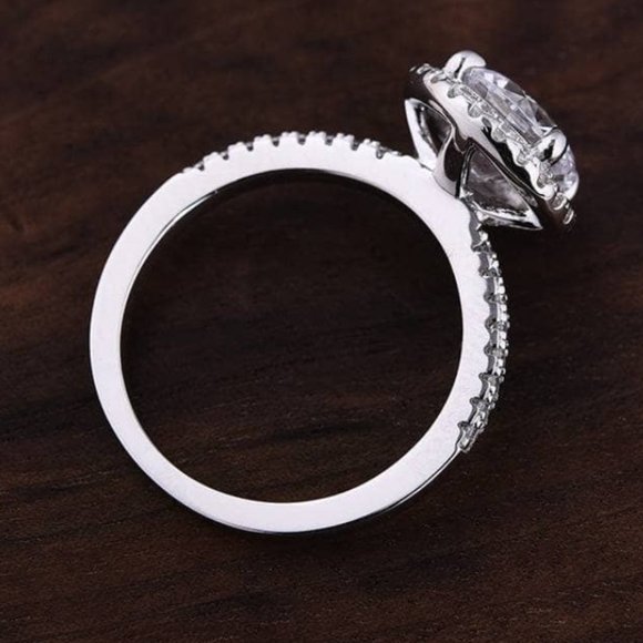 Diamond Ring Brilliant Halo Cut 2 ct. CZ Engagement Band Synthetic NWT SZ 10 - Picture 6 of 13